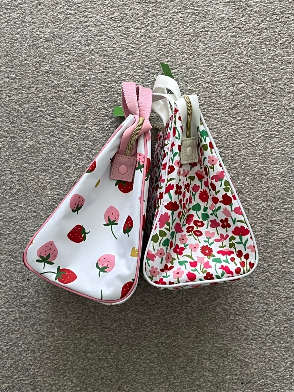 NWT Kate Spade Strawberry & Floral Lunch Bag Duo in White, Pink, Red, Green - Picture 8 of 12